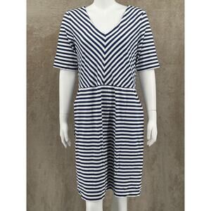 J McLaughlin Dress Womens XL Navy White Stripe Catalina Cloth‎ Nautical Sailor